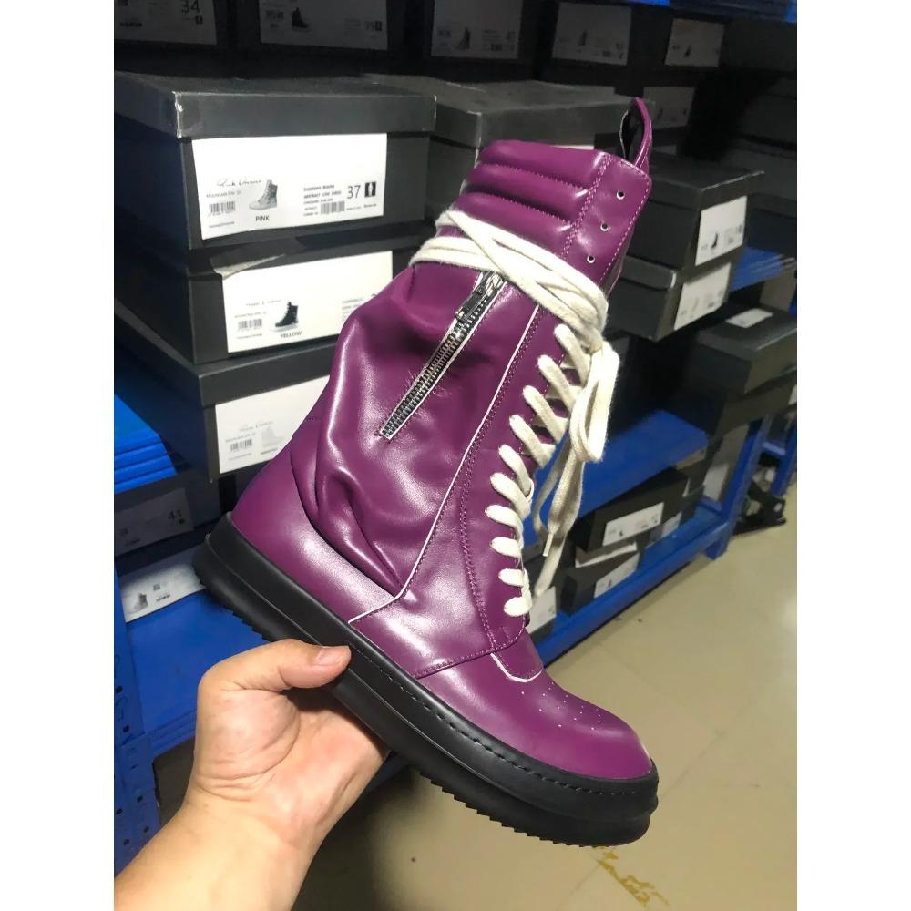 Рик Винтажные Высокие Ботинки Мужские Мотоциклетные Ботинки Высочайшего Качества Натуральная Кожа Бренд Молния Длинные Ботинки Женские Карманные Ботинки до Икры