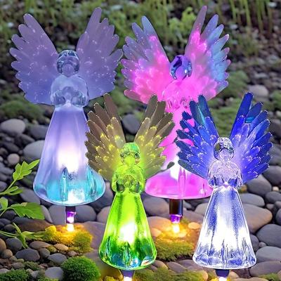 4 шт. Солнечный уличный светильник Angel Light, солнечный садовый подарок, подходит для новоселья, хранения подарков на День святого Валентина, на Пасху, Рождество