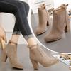 2020 Autumn/Winter British Style Thick Heel High Boots, Rear Zipper, Large Size Women's Martin Boots
