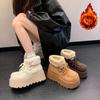 Новые женские зимние ботинки на толстой подошве с добавленным флисом для тепла, короткие ботинки и хлопковая обувь