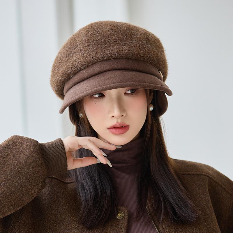 Осенне-зимние шляпы для женщин, берет с металлической этикеткой, повседневная мода, универсальная шляпа художника, теплая шляпа в британском стиле
