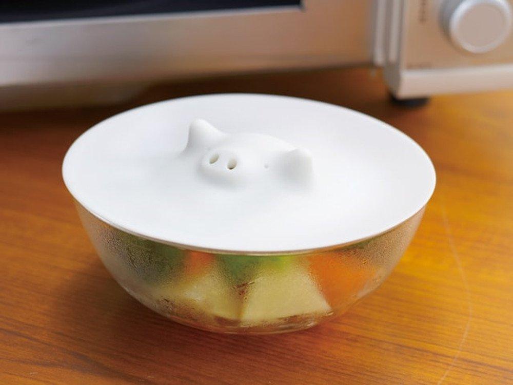 Marna Piggy Крышка-капля Крышка-капля Крышка-капля K091 (Силикон/Белый) (Можно использовать в микроволновой печи/мыть в посудомоечной машине)