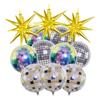 12 PCS Large Disco Style Balloons Silver Gold 4D Ball Balloon Metallic Disco Balloons  Home Indoor