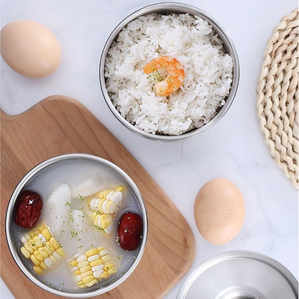 1Pcs Stainless Steel Steamed Egg Bowl Soup Bowl Children Bow Durable Rice Bow