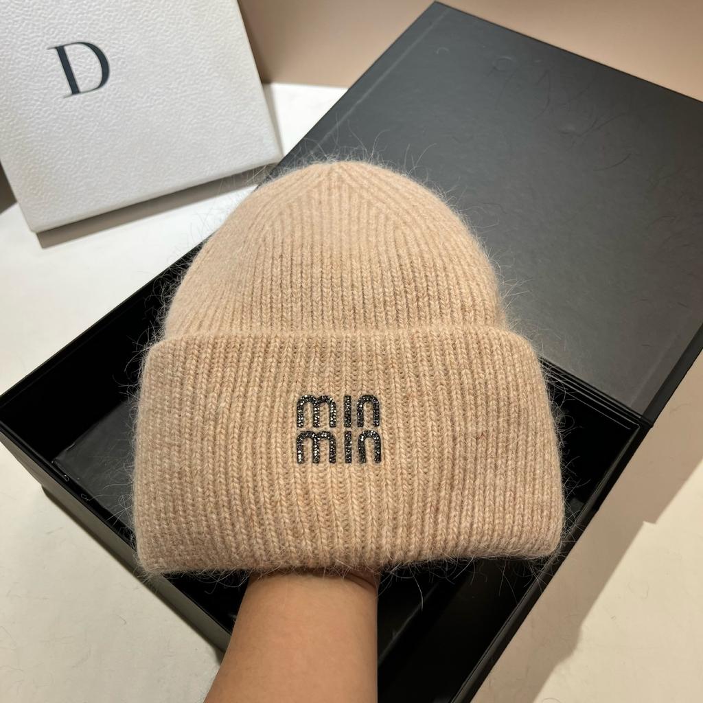 [Rabbit Fur] Min Thickened And Enlarged Double-Folded Edge Small Knitted Hat Winter Warm Plush Hat
