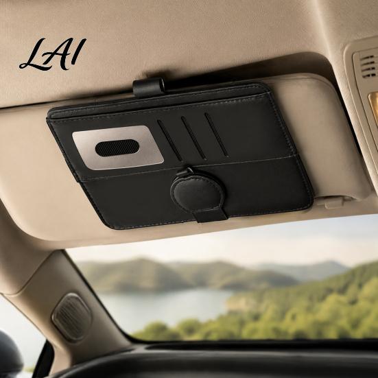 Driving Eyeglass Hanger Car Sun Visor Glasses Holder Eye Clip Organizer for Dashboard Eyewear Vehicle Multi Functional Storage Pouch Sunglasses