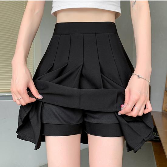 Юбка средней длины с эластичной резинкой на талии для женщин, летняя плиссированная юбка в карманном стиле для высокой талии, утягивающая короткая юбка, модная женская одежда