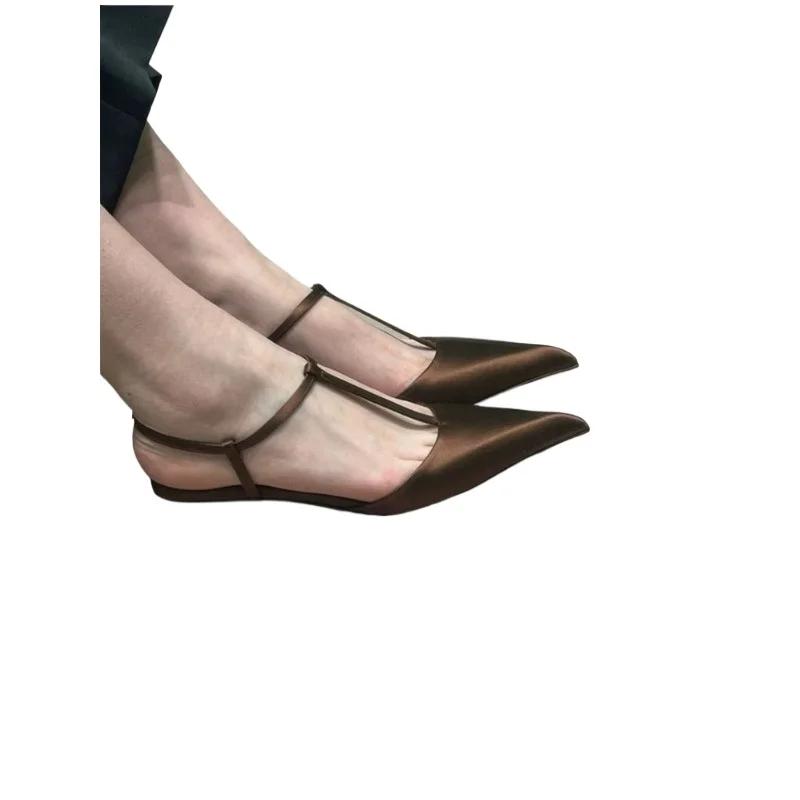 2025 Новая женская обувь с закрытым носком женские сандалии летние полые с пряжкой однотонные уличные повседневные пляжные сандалии на плоской подошве большого размера