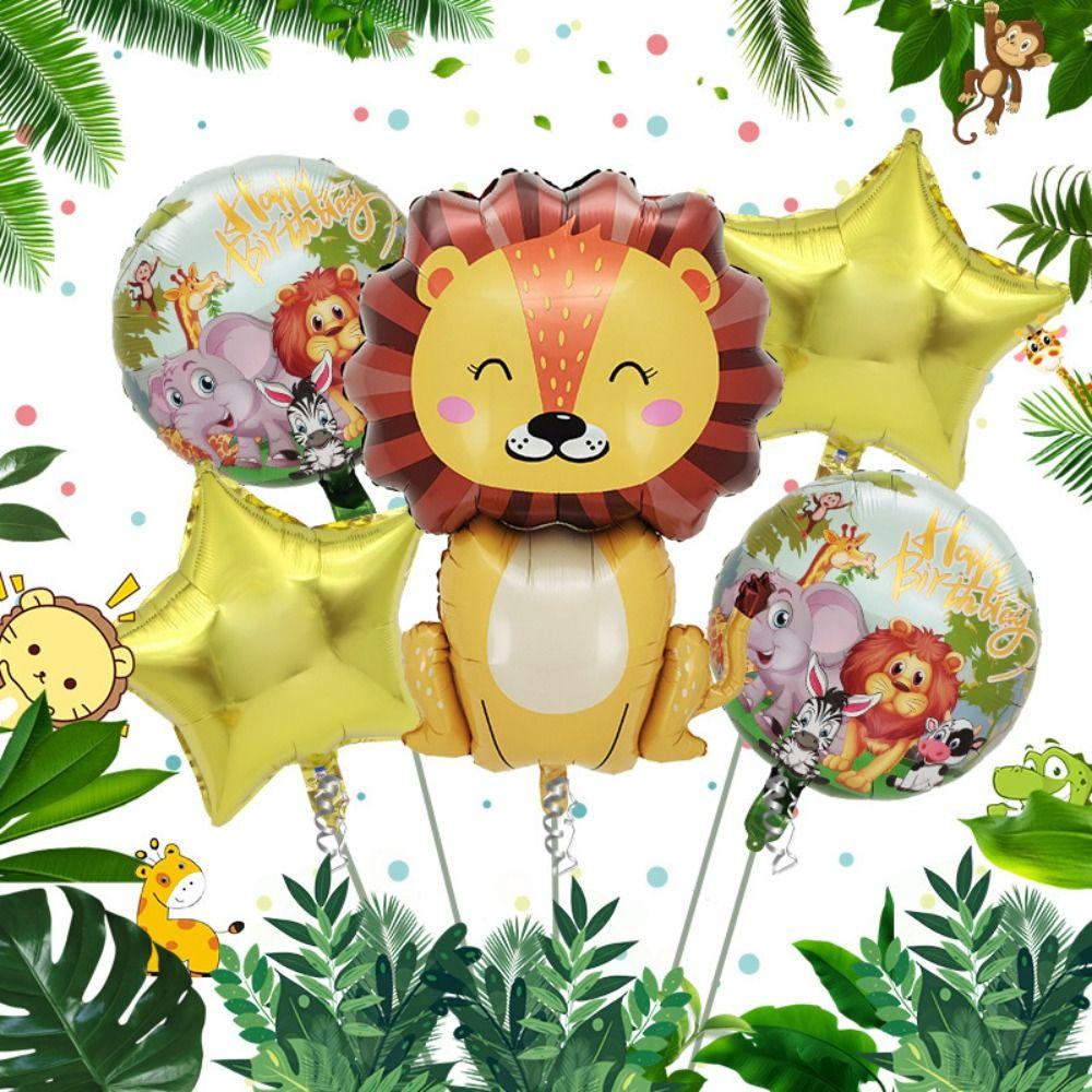 Тигр Жираф Лев Обезьяна Лев Обезьяна Слон Воздушный шар Животные джунглей Воздушные шары Вечеринка по случаю дня рождения
