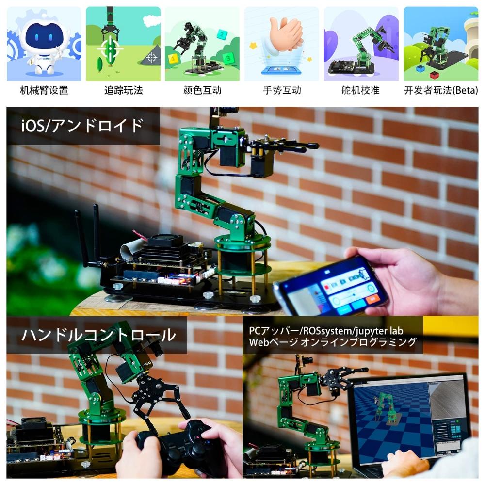 Yahboom Jetson Nano 4 ГБ роботизированная рука-манипулятор с интеллектуальным захватом, распознаванием цвета, голосовым управлением, камерой для строительства на основе искусственного интеллекта, 6-степенной программируемой электронной системой «сделай сам»