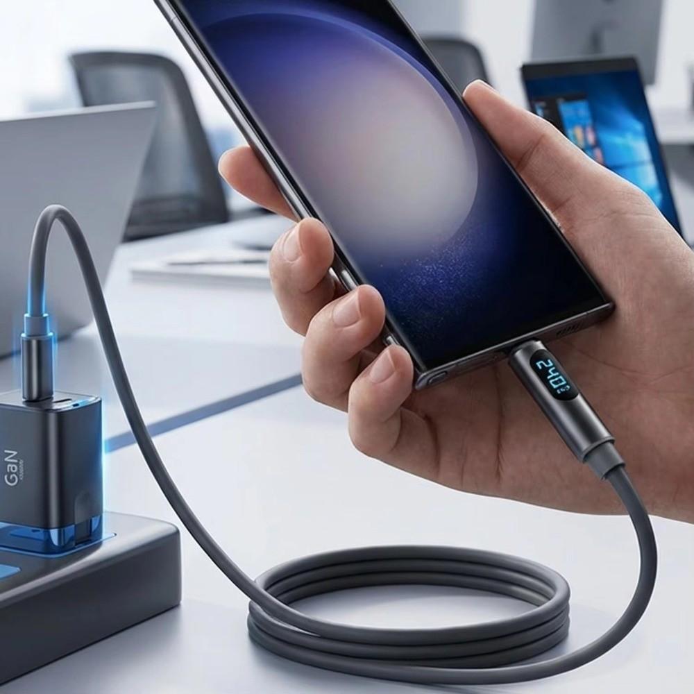 1.2m/1.8m Data Cable Converter LCD Dynamic Display Type-C Cable 240W Super Charging Cable