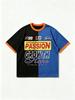 Unisex Street Life Style Jersey Racing Print Pattern T-Shirt, Casual Summer Tee, American Street Style Short Sleeve Top