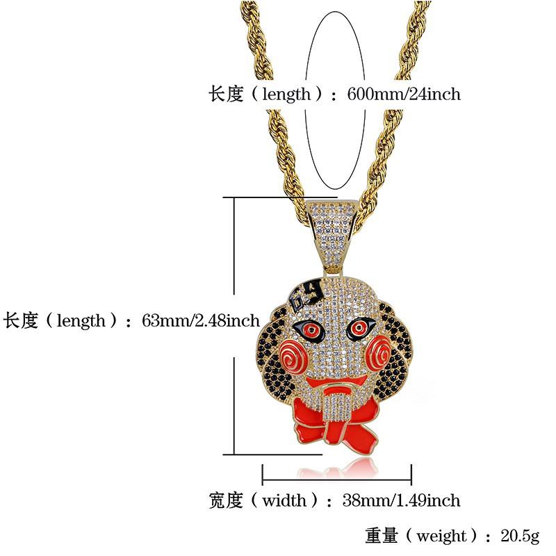 Hip Hop Punk Chainsaw Horror Mask Pendant Necklace Men Halloween Decor Accessory
