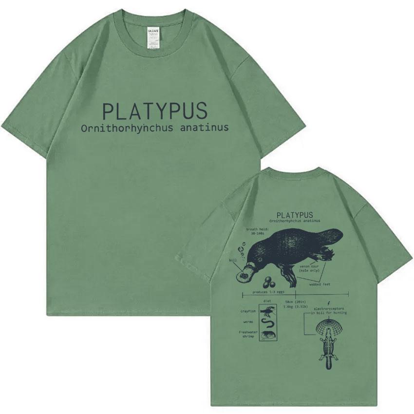 Funny Platypus Anatomy Graphic T-shirt Unisex Women Casual Oversized Short Sleeve T Shirts Unisex's Vintage Cotton T-shirts Streetwear