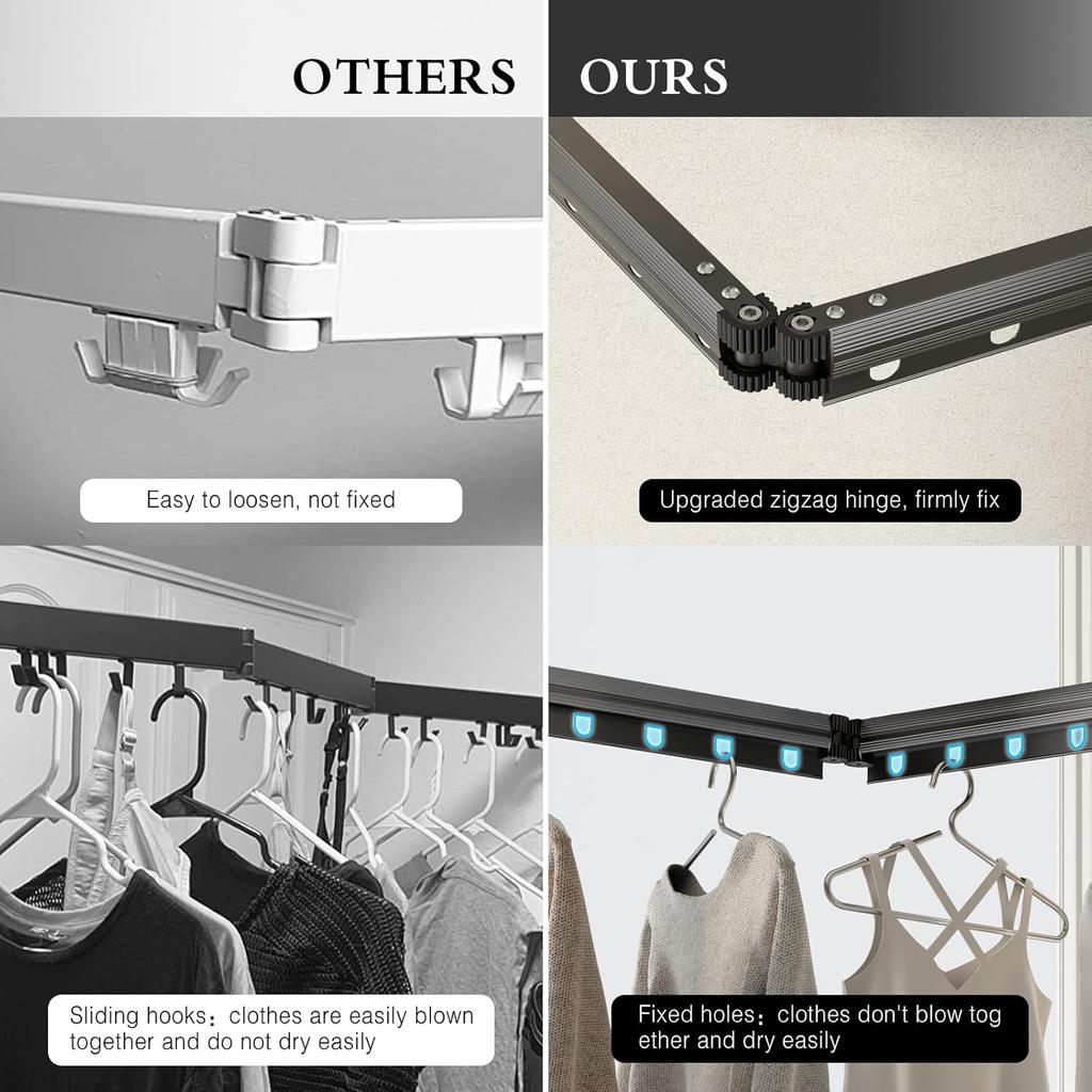 Складная настенная сушилка, выдвижная, экономящая место, с дополнительной перекладиной