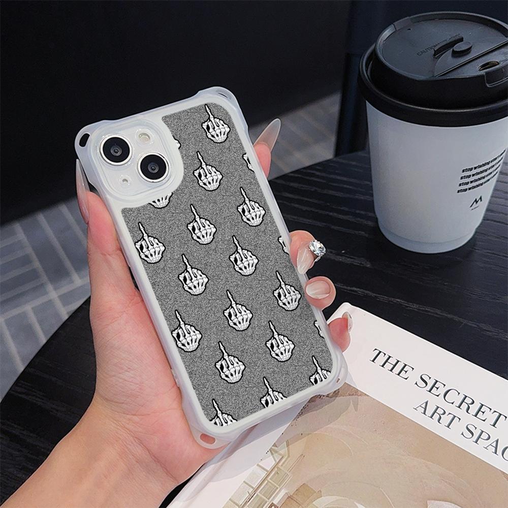Мягкие чехлы для телефонов Ae80 Gesture Greeting Design Art для iPhone 16 15 14 13 12 11 Pro Max 8 Plus XR с ремешком на запястье, защитным шнурком для углов, задней крышкой