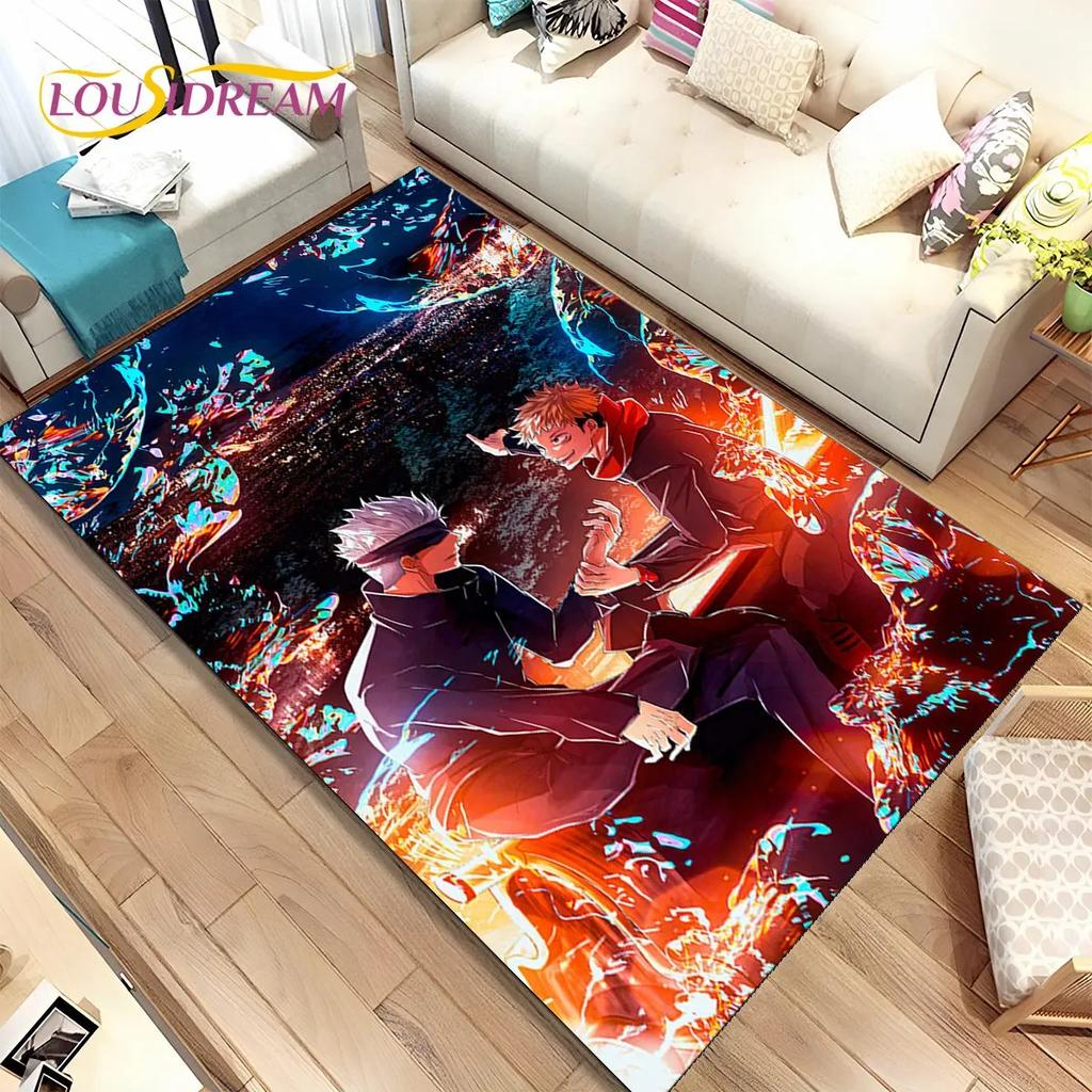 Jujutsu Kaisen Аниме Мультфильм Коврик Большой, Коврик для гостиной Спальня Диван Коврик Украшение, Детский Нескользящий Коврик