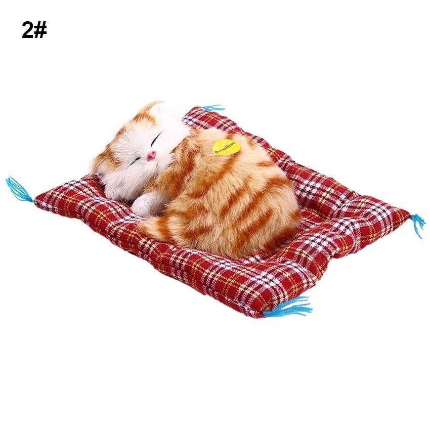 Lovely Simulation Animal Doll Plush Sleeping Cats Toy with Sound Kids Toy Birthday Gift Doll Decorations stuffed toys