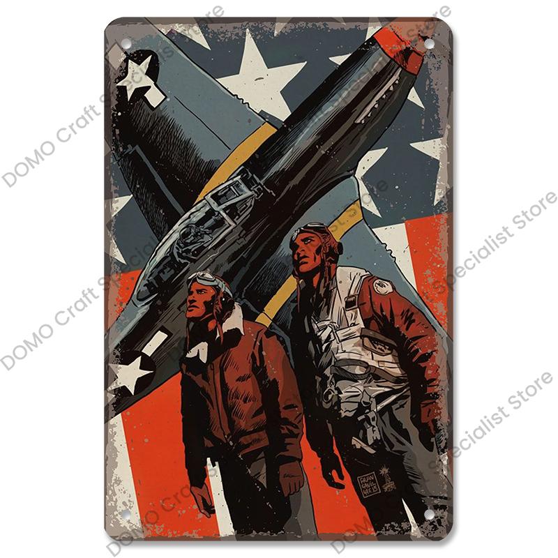 Винтажные авиационные таблички Металлическая пластина Топ ВВС Реактивные асы Истребитель Ретро Металлические жестяные знаки Клуб Мужская пещера Домашний настенный декор