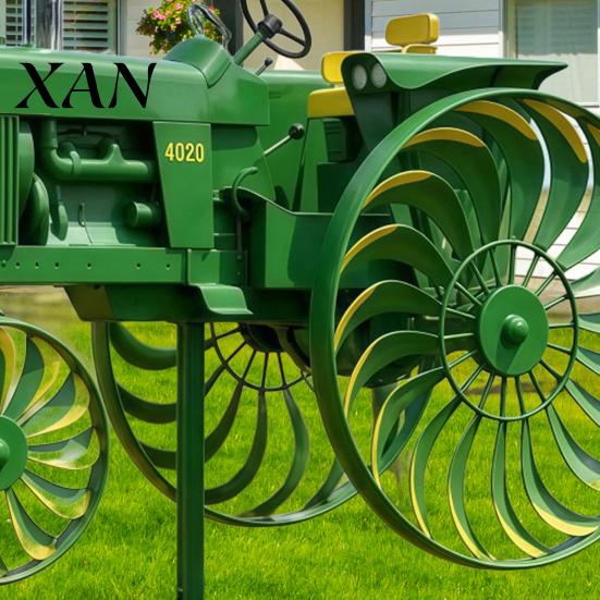 Tractor Windmill Sculpture Skeleton Riding Motorcycle Wind Spinner Decoration Metal Kinetic Weather-resistant Outdoor Garden Yard Patio Lawn