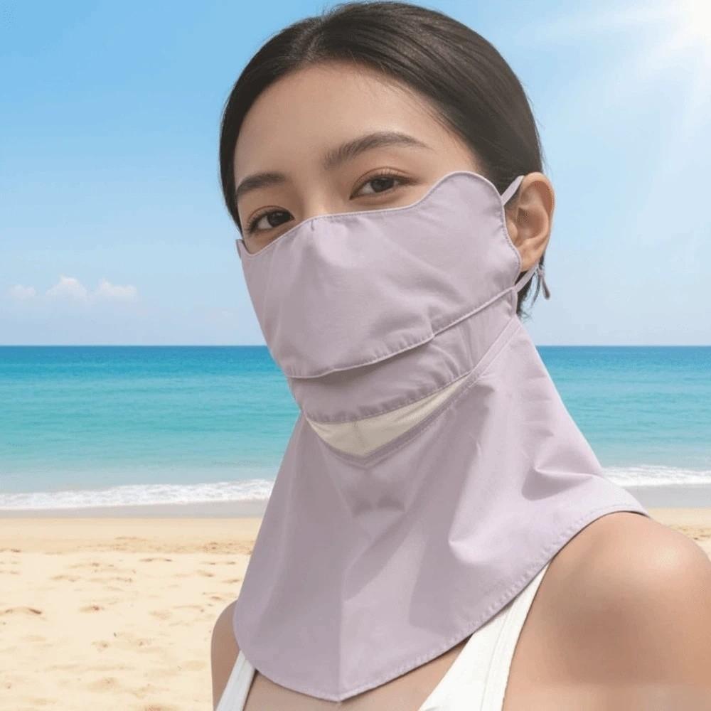 Ice Silk Sunscreen Mask with Shawl Thin Breathable Sunshade Mask Face Sun Protection Travel