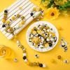 10/20/40pcs Wood Beads Colorful Painting Beads Decorative Beads Craft Beads Polishing Bee Wood Beads Round DIY Wreath Making Party Decoration