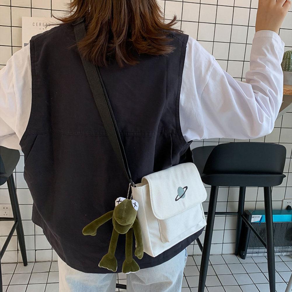 Мужская и женская холщовая сумка через плечо, Южная Корея, вышитая звезда, сумка почтальона