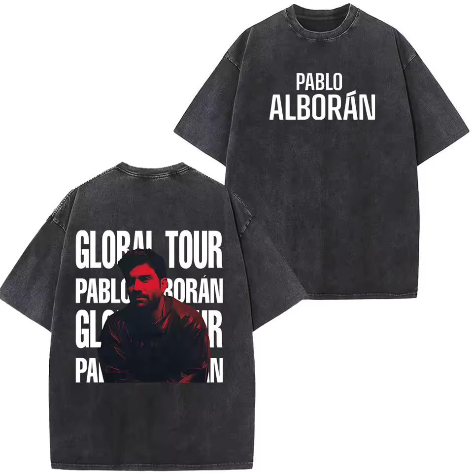 Singer Pablo Alboran Clickbait Album Cover Vintage Washed T-shirts women Harajuku Hip Hop T Shirt Casual Loose Fashion T-shirts