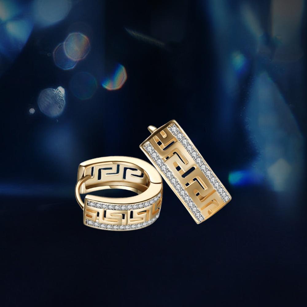 14-каратное золотое покрытие Great Wall Hoop серьги AAA Белый циркон медь индивидуальные женские серьги