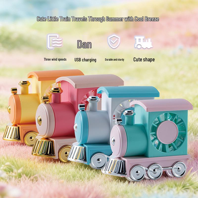 Summer Cartoon Train USB Rechargeable Portable Desktop Fan Toy