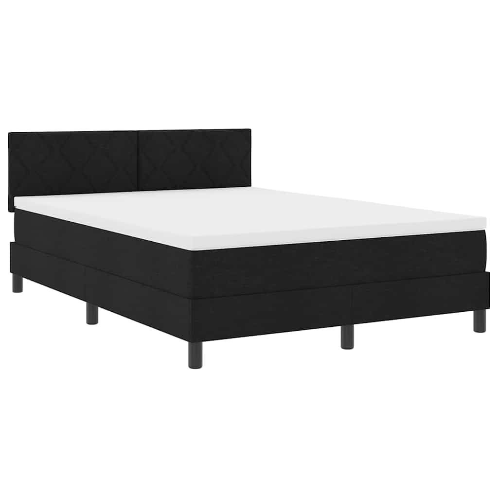 Box Spring Bed with Headboard Black 140 x 200 cm Fabric