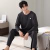 Pajamas Men'S Pure Cotton Long-Sleeved Spring And Autumn Casual Pullover High-End Simple Loungewear Large-Size Set