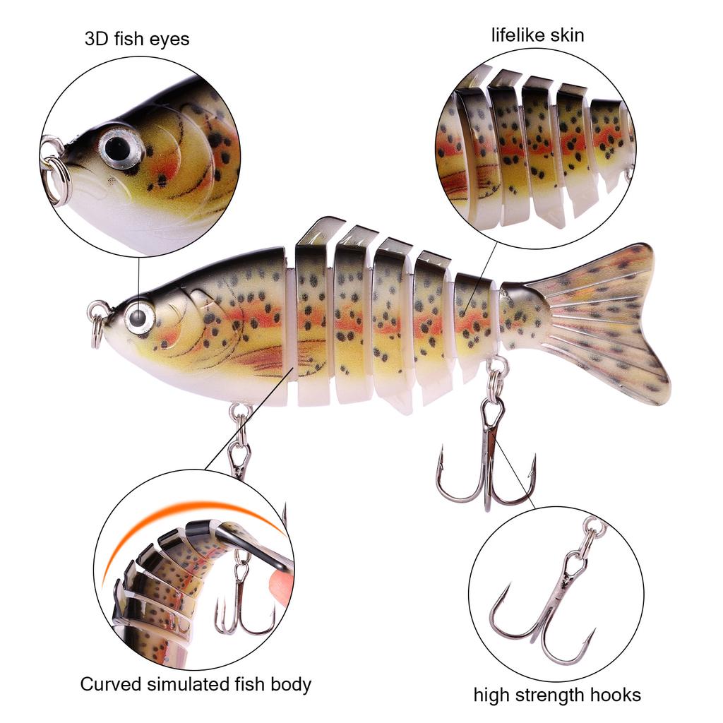 Fishing Lure Artificial ABS Plastic Life-like Swim Baits Crankbaits Hooks Lure for Bass Carp Fishing