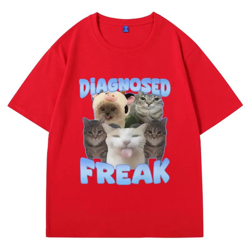 Футболка Diagnozed Freak Funny Watermelon Cat Meme Женская футболка Oversize Streetwear Модные женские футболки Oversize