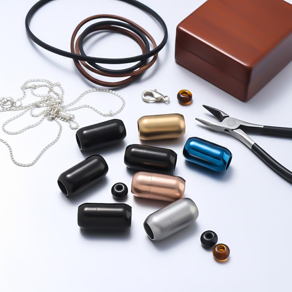1pc Stainless Steel 7-12mm Magnetic Clasps Leather Cord Bracelet Magnet Lace Buckle Necklace DIY Connectors Jewelry Making