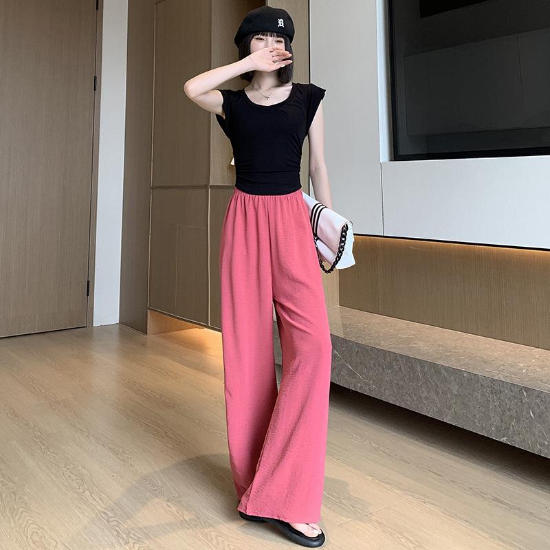 Breathable Pants, High Waisted Casual Straight Leg Pants, Spring and Autumn Wide Leg Pants