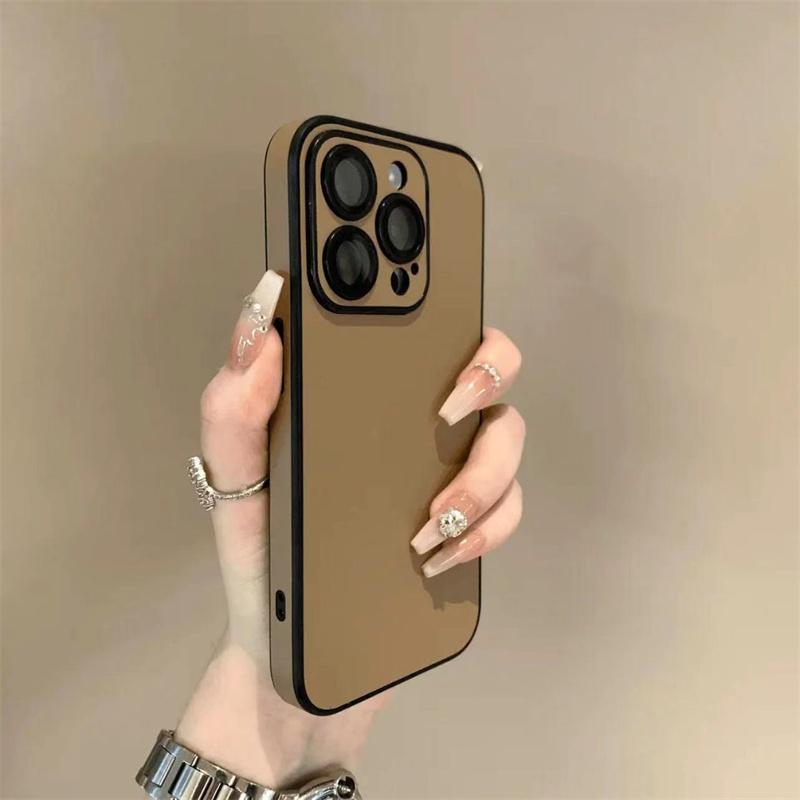 Роскошный кожаный цветной чехол для iPhone 16 15 14 Plus 13 12 11 Pro Max Мягкий силиконовый бампер Матовый противоударный Простая накладка
