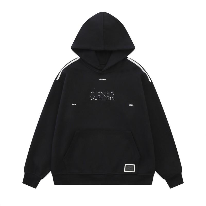 Versatile Casual Letter Embroidery Hoodie - American Style Loose Fit Men Women Fall Winter Basic Top