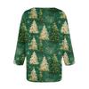 Women's Loose Comfortable Casual Fashion V-Neck Christmas Print 3/4 Sleeve Top