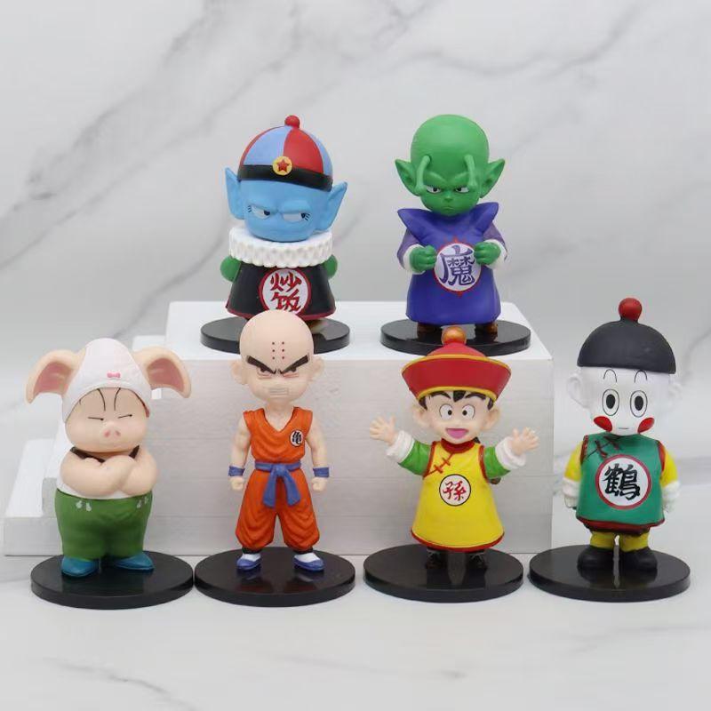 6 шт./комплект 10 см Аниме Dragon Ball Goku Урон Гохан Криллин Набор Фигурок Игрушка Фигурка Q Edition Модель ПВХ Детская Коллекционная Подарок на День Рождения