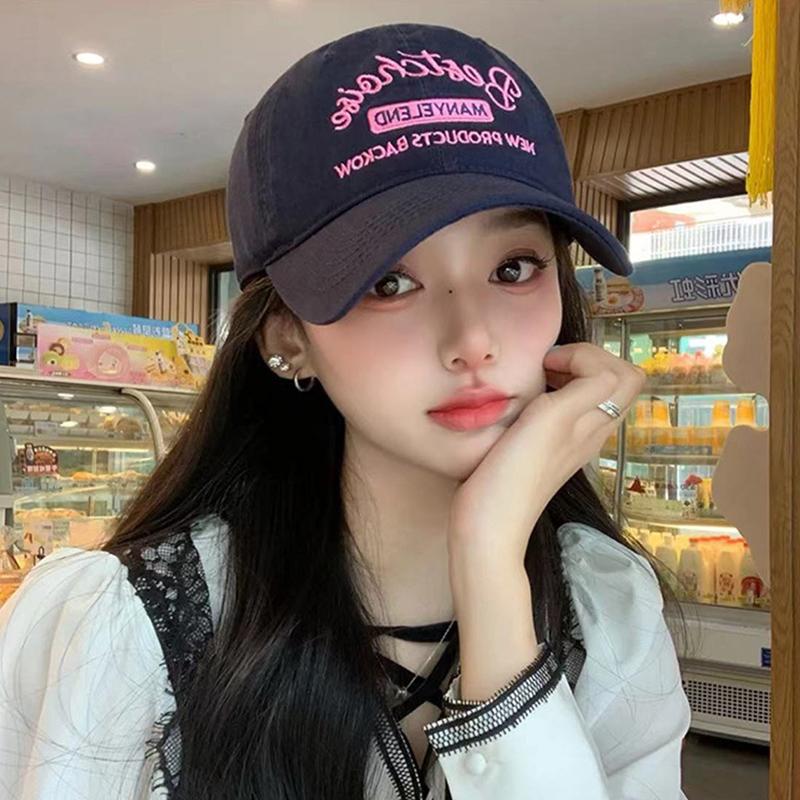 Женская Розовая Бейсболка с Вышивкой Мягкий Хлопок Snapback Козырек Кепка Женская Девушка JK Корейский Y2K Наружная Спортивная Кепка