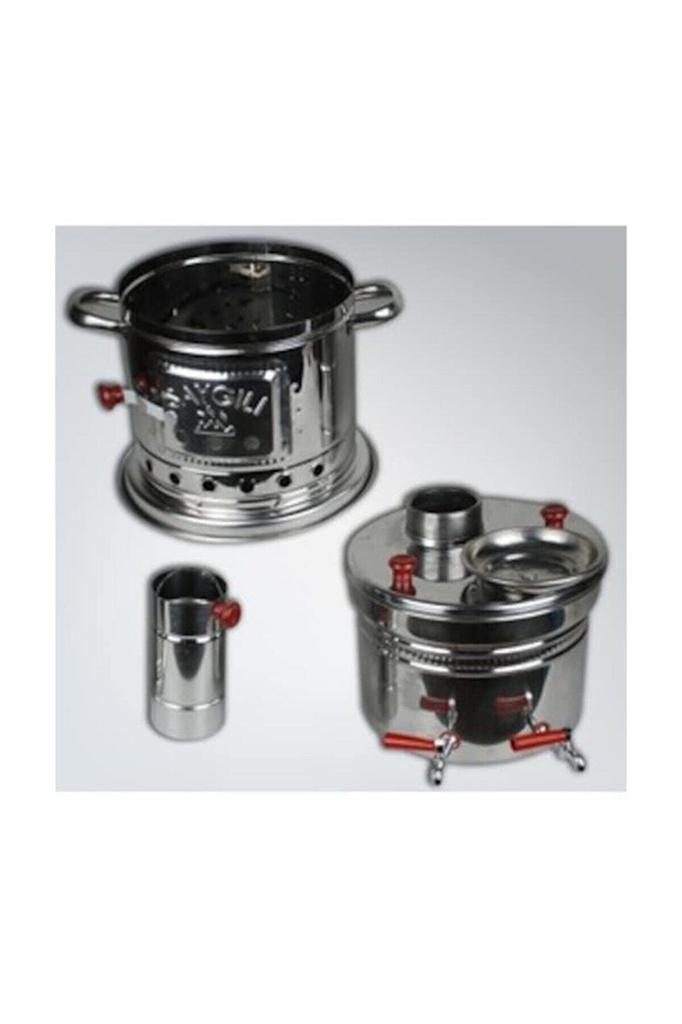 Stainless Steel Samovar Wood Burning Coal Stove Camping Kettle Tea Kettle & BBQ Multi Cooking