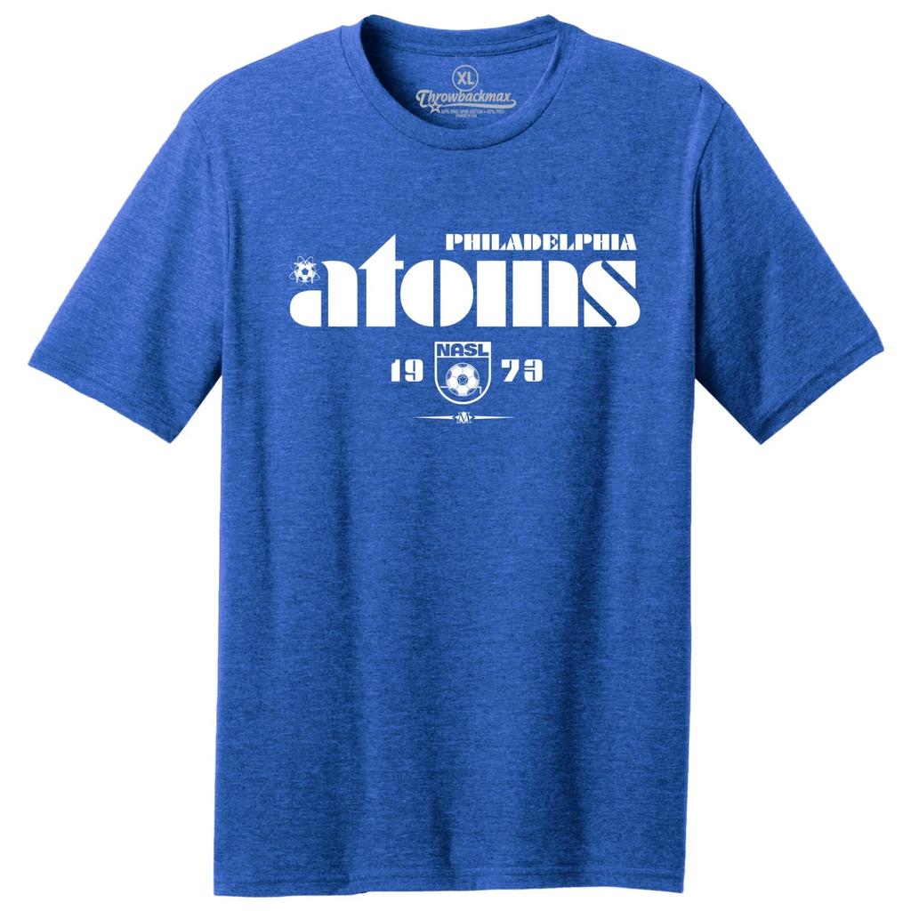 Philadelphia Atoms 1973 Logo NASL Soccer TRI-BLEND Royal Heather Tee Shirt