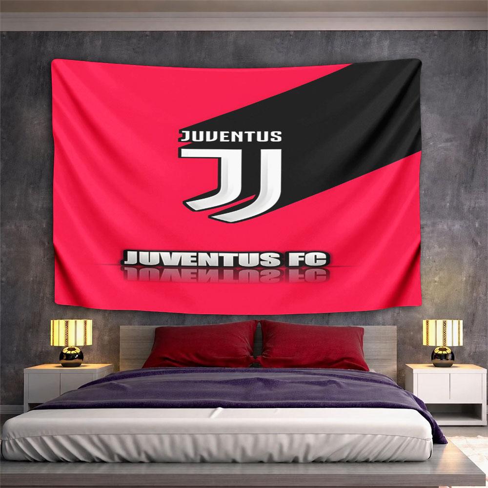 Juventus FC Logo on Red Background Pattern Wall Hanging Tapestry Decorative Tapestry Home Decor for Bedroom and Living Room