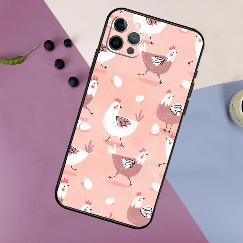 Chicken Pattern Phone Case For iPhone 17 16 15 14 11 12 13 Pro Max Plus 12 13 mini 16e 17 Air Bumper Cover