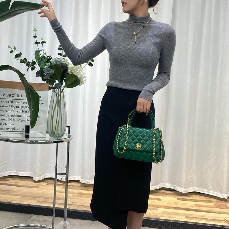 Ограниченный запас: Женский бесшовный свитер с высоким воротом из 100% чистой шерсти, плотность 48 нитей