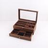 12-Slot Sunglasses Storage Wooden Box - 8-Grid Glasses Display