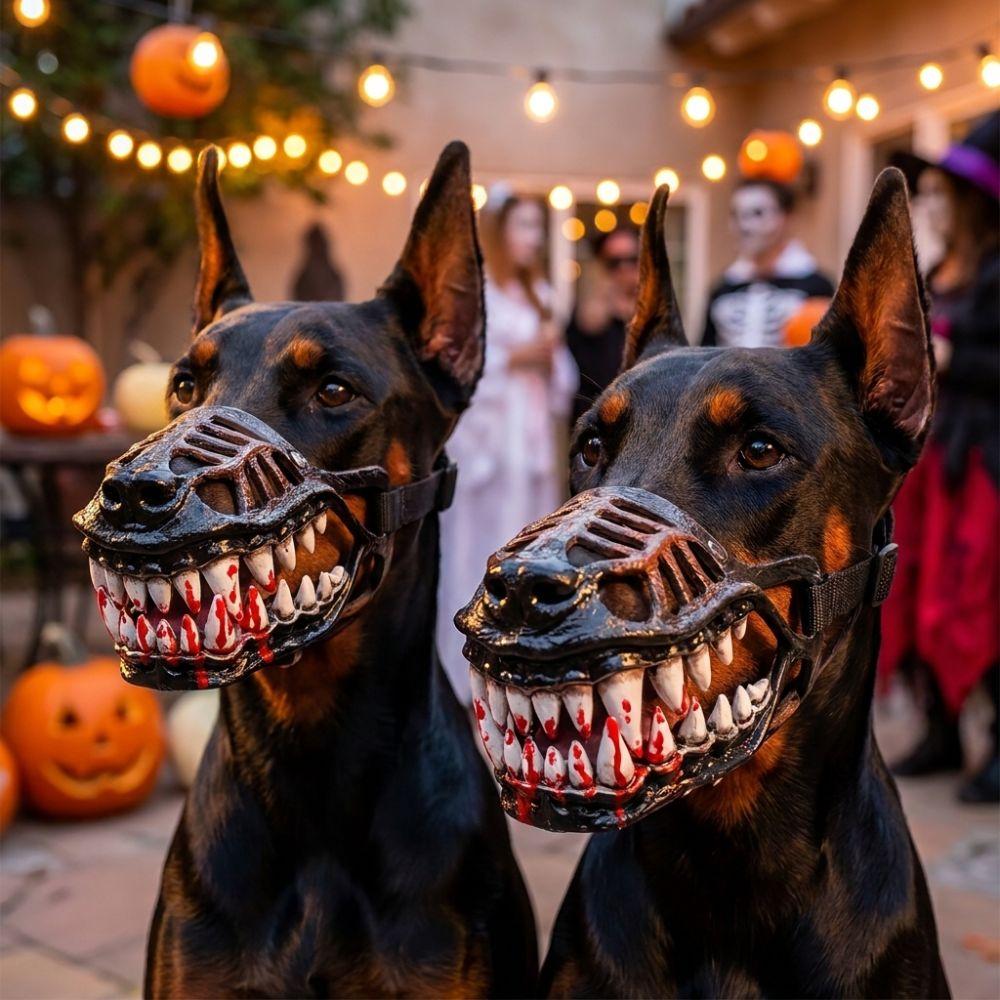 Adjustable Straps Halloween Dog Mouth Mask Vintage Funny Animal Mask Cosplay Props