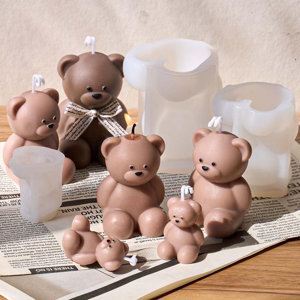 3D Милый Медведь Силиконовая Форма для Свечей DIY Животные Украшения Поделки Подарки Изготовление Ароматерапия Мыло Гипс Смола Литьевые Формы Декор для Дома