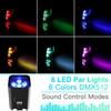 U`King 6x18W RGB LED Stage Lighting, Par Light, Rechargeable 8800mAh Battery, Wireless Operation with APP & Remote Control, WiFi, DMX, and Voice Contr